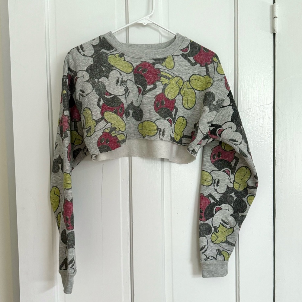 Disney Mickey Cropped Crewneck Sweatshirt